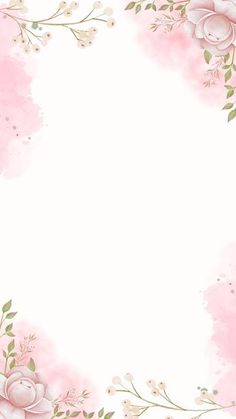 a pink flower border with watercolor paint