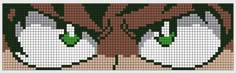 the face of a cat made out of pixellated pixels, with white and green eyes