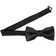 We designed this boys' black bow tie to match with our popular men's ties. The bow is pre-tied with a band collar sized for most boys from baby to 10-years old. The heavyweight woven material and smooth satin finish provide a sharp look that is suited for formal occasions. We recommend this shade for a standard black. See it in person by requesting a free color swatch. Sizing This bow tie features an adjustable band that expands to fit most babies, toddlers and children up to 10-years old. For o Men's Ties, Black Bow Tie, Bow Tie Collar, Color Swatch, Striped Tie, Band Collar, Black Bow, Color Swatches, Ties Mens