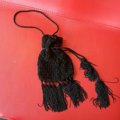 Gorgeous Fabric Mini Stylish Bag For Any Occasion Evening Crossbody Bag With Tassels, Evening Pouch Bag With Tassels, Black Travel Shoulder Bag With Tassels, Elegant Black Crochet Travel Bag, Black Bags With Tassels For Everyday Use, Black Tassel Bag For Everyday Use, Black Rectangular Bag With Fringe, Black Evening Bag With Tassels, Elegant Tassel Pouch Shoulder Bag