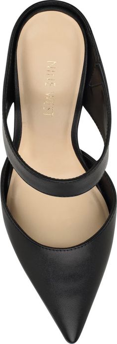 Nine West Drew Pointed Toe Mule (Women) | Nordstromrack Synthetic Pointed Toe Mules With Wrapped Heel, Pointed Toe Synthetic Mules With Wrapped Heel, Synthetic Pointed Toe Mules With Padded Heel, Synthetic Mules With Padded Heel And Pointed Toe, Pointed Toe Synthetic Kitten Heels With Wrapped Heel, Fitted Mules With Pointed Toe For Night Out, Chic Pointed Toe Synthetic Mules, Synthetic Kitten Heels With Wrapped Heel Pointed Toe, Synthetic Kitten Heels With Wrapped Heel And Pointed Toe