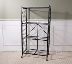 Easily organize your space with this four-tier wire rack. This heavy-duty shelving system features removable wheels for easy transport. Simply unfold it and latch to lock in place or fold it up to store when not in use. From Pop-It. Heavy Duty Shelving, Wire Racks, Laundry Storage, Pop It, Storage Organization, Heavy Duty, Shelves