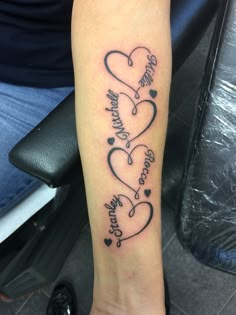 a couple of hearts that are on the arm