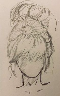 a drawing of a woman's head with her hair in a bun