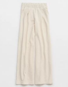 Aerie New Heights Trouser Casual Tailored Wide Leg Cotton Pants, White Wide Leg Pants For Business Casual, Aerie Jeans, Aerie Sweatpants, Aerie Clothing, Cute Bottoms, Xmas Wishlist, American Eagle Outfits, Spring Break Outfit