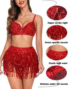 100% Polyester Zipper closure Hand Wash Only Material???4%Polyester fabric. 6% Spandex fabric. The tassel sequin skirts are made of PVC shiny sequins. sequins not easy to fall and fade. have a inner shorts inside. Consisting of various strands of sequins. this halloween costume tassel dance skirt is able to reflect any light that shines on its surface. make you eye-catching and sexy. Shiny design?????ooThese high waisted booty shorts have beautiful sequins all over. a 4-layered sequin design mak Sequin Tassel Skirt, Halloween Party Music, Sequin Skirts, Rave Skirt, Rave Shorts, Belly Dance Belt, Belly Dance Skirt, Dance Belt, Tassel Skirt