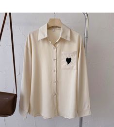 Loose long sleeve shirt personalized love pocket Lapel top 6430 – girlhomeshops Loose Long Sleeve Shirt, Loose Shirt Dress, Lapel Top, Loose Long Sleeve, Loose Shirts, Pocket Shirt, Outfits Fashion, Apricot, Long Sleeve Shirt