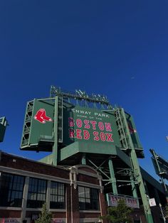 the boston red sox stadium sign is green