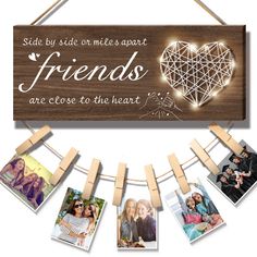 PRICES MAY VARY. 💕 Best Friend Gifts - Express your sincere love and appreciation to your friend and make them feel warm. Our friends picture frame comes with a sentimental quote “Side by side or miles apart friends are close to the heart” and led string lights. Display your favorite photo in style, this best friend picture frame can remind you of all the great time you’ve been through. 🎁 Cute Gifts for Best Friend - Memories will fade as time goes by, and photos can capture your memories. Thi Friends Long Distance, Friend Memories, Best Friend Picture Frames, Bff Photo, Friend Valentine Gifts, Friendship Pictures, Valentines Day Gifts For Friends, Friends Memories, Best Friend Birthday Gifts