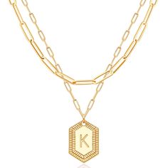 PRICES MAY VARY. Gold Initial Hexagon Layered Necklace Size: The length of choker is 15 "-17 ", Second necklace is 20 "-22 " ,Two separate paperclip chain can be adjust with lobster clasp Material: Our gold layered initial hexagon necklace crafted in 18K gold plated, heat and pressure bonded to a high-quality brass core; being absolutely stunning, Handcrafted for everyday wear Applicable Occasions: our dainty gold disc layered necklaces are suitable for many occasions, party, wedding, dating and Brooklyn Christmas, C Necklace, Hexagon Necklace, Everyday Wear Jewelry, Gold Initial Necklace, Casual Necklaces, Initial Necklace Gold, Gold Disc, Necklace Craft