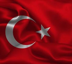 the flag of turkey is waving in the wind with silky folds and stars on it