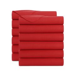 six red sheets stacked on top of each other