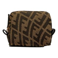 This small Fendi beauty pouch is perfect for weekend travel, to toss in your tote for a day out, or keep beauty essentials organized at work. The durable canvas featuring the FF vertigo pattern in neutral colors provides a fun but casual look for on the go. Model: 8N0179 Canvas Fendi FF Vertigo pattern Light gold-tone hardware Zip closure Zipper pull tab Measurements: 4.75" x 4" x 2.25" (LWH) Includes authenticity cards and dustbag Made in Italy Color: Brown.  Gender: unisex.  Age Group: adult. Designer Rectangular Pouch For Everyday Use, Luxury Pouch Cosmetic Bag For Shopping, Luxury Brown Cosmetic Bag For Daily Use, Designer Travel Pouch, Designer Travel Pouch With Removable Section, Luxury Brown Cosmetic Bag With Removable Pouch, Designer Cosmetic Bag With Dust Bag For Daily Use, Luxury Brown Cosmetic Bag For Travel, Luxury Brown Travel Cosmetic Bag