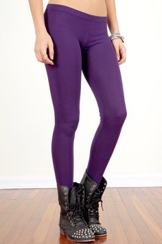 Dark Eggplant Purple Leggings - low rise, full ankle length, and plenty of stretch for a great fit. Fabrication: Cotton/Spandex Made in Philadelphia, PA. Purple Stretch Bottoms For Fall, Fitted Elastane Jeggings, Fitted Solid Color Elastane Jeggings, Fitted Full Length Solid Jeggings, Purple Stretch Elastane Bottoms, Stretch Elastane Purple Bottoms, Fitted Leggings For Pilates In Fall, Fitted Leggings For Pilates, Fall Season, Stretch Purple Elastane Bottoms