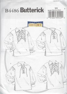 the butterick shirt pattern is shown in three different styles