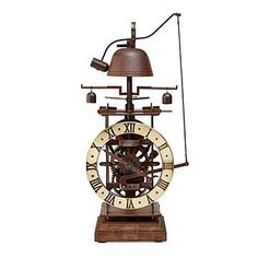 an old fashioned clock with bells on it