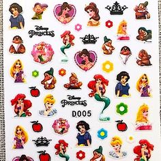 Super Detailed And High Quality Nail Stickers (Peel And Stick! This Listing Is For The One Sheet This Sheet Has Over 60 Stickers!! Sheet Is About 3.54in X 2.5in In Size. The Stickers Included Are The Exact Stickers You See Here. Bundle With Other Nail Decal Listings In My Closet That Have The Emoji Next To It. Disney Princess Nail, Disney Princess Nails, Disney Makeup, The Emoji, Stickers Sheet, Nail Decals, Nail Stickers, Womens Makeup, Pink Blue