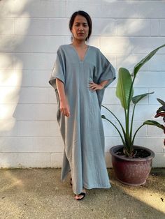 Embrace the gentle waves and sunny shores with our double gauze cotton kaftan. This versatile caftan falls gracefully between the knees or ankles, depending on the length you choose. It's the ultimate in loungewear for women - perfect as a beach dress or cover up. Crafted from light and airy double gauze cotton, it's your essential for a night on the town, a day by the sea, or just running errands. Casual Tunic Kaftan For Daywear, Summer Relaxed Fit Kaftan For Daywear, Casual Relaxed Fit Kaftan For Daywear, Spring Kaftan With Natural Dye, Spring Casual Kaftan For Loungewear, Casual Kaftan For Beach Season, Bohemian Summer Dresses For Lounging, Relaxed Fit Casual Kaftan For Beach Season, Summer Lounging Dress With Relaxed Fit