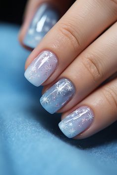 Make heads turn with our latest trendsetter - sculpted icy blue winter nails! Our immaculate craftsmanship creates an illusion of gently fallen snowflakes embedded on your nails making this design not just any manicure but an exquisite piece of wearable art! It’s time you owned these icy beauties for yourself and let them do the talking this season! #IcyElegance #NailArtLove #WinterChic Blue Christmas Nails, Glitter Gradient, December Nails, Stylish Nails Designs, Christmas Gel Nails, Pink French, Blue Nail Designs, Snowflake Nails, Blue Nail