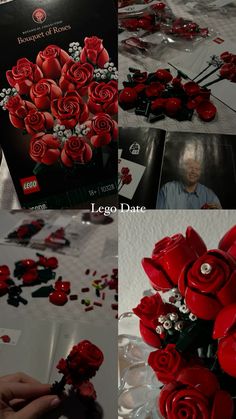 there are many red roses on the table