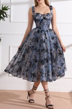 Corset Dress Casual, Floral Organza Dress, Organza Midi Dress, Elegant Floral Dress, Floral Dress Outfits, Corset Design, Cute Floral Dresses, Be Patience, Target Dress