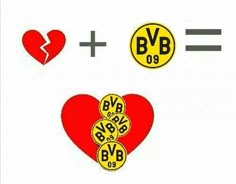 two heart shaped stickers next to each other with the words bvb on them