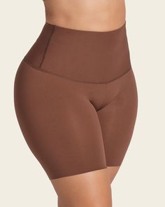 Firm High-Waisted Shaper Slip Short#color_875-dark-brown Slip Shorts, Layered Fabric, Leg Bands, Legging Sport, Dark Taupe, Compression Fabric, Everyday Bra, Swim Fashion, Compression Leggings