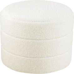 a white round ottoman cushion on a white background