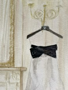 a painting of a dress on a hanger