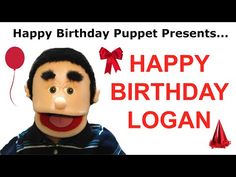 a happy birthday sign with a puppet on it