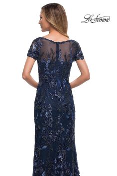 Fantasize a night of eloquent style and poise at your black-tie event while wearing this charming La Femme 29961. Be the prettiest among them all as you wear this beaded and sequined floral evening gown in sheath silhouette. It features jewel neckline and short sleeves then parades a sweep train with its full-length style. Back zipper is used for closure. La Femme looks perfect for any formal evening. Style: lafemme_29961 Details: Short sleeves, Floral, Beads, Sequins, Back zipper, Mother of the Floral Evening Gown, Trumpet Dress, Evening Style, Terani Couture, Floral Gown, Long Sleeve Sequin, Jewel Neckline, Mermaid Gown, Black Tie Event