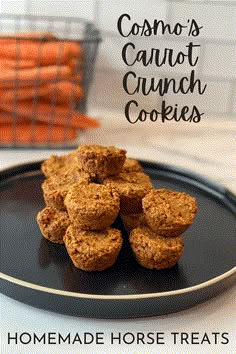 some carrots are stacked on top of each other and the words, homemade horse treats