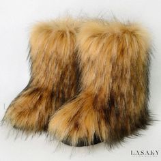 Lasaky - Premium Winter Fur-lined Platform Boots - Stylish Shibuya Snow Boots with Enhanced Warmth and Comfort Boots Gefüttert, Fox Fur Boots, Fur Boots Women, Fluffy Boots, Fur Snow Boots, Raccoon Dog, Warm Snow Boots, Fashionable Snow Boots, N Shoes