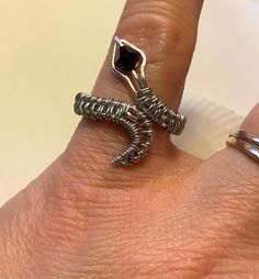 Silver Wire Weave Snake Ring With Red Garnet Crystal Bicone - Etsy Red Garnet Crystal, Wrapping Crystals, Snake Rings, Pearl Bangle Bracelet, Rings Wire, Bunny Necklace, Wrapped Rings, Garnet Crystal, Wire Jewelry Designs