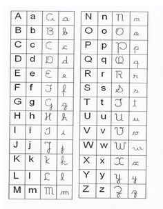 two different types of alphabets with letters and numbers on the top one is for each letter