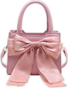 Chic Rectangular Bag With Detachable Bow, Trendy Everyday Bag With Bow, Spring Rectangular Bags With Bow, Trendy Bags With Bow For Everyday Use, Trendy Bow Bags For Everyday Use, Chic Rectangular Shoulder Bag With Bow, Chic Pink Satchel As Gift, Trendy Bags With Bow For Daily Use, Trendy Bag With Bow For Everyday Use