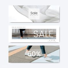 the sale banners are designed to look like they have white shoes on them