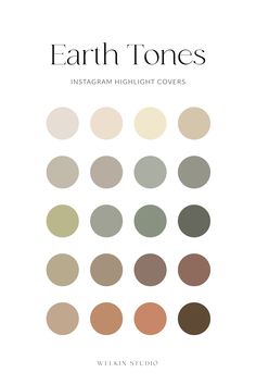 the cover of earth tones instagram covers, with different colors and sizes on it