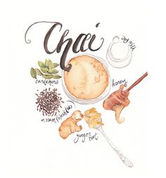 a watercolor drawing of the ingredients for an omelet with words above it