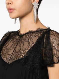 Find NISSA Lace-detailed Pleated Midi Dress on Editorialist. black crepe texture sheer lace panelling V-neck slip-on style short sleeves fully pleated A-line flared hem mid-length Pleated Midi Dress, Lace Panelled, Black Midi Dress, Sheer Lace, Lace Detail, Mid Length, Lace Dress, A Line, Midi Dress