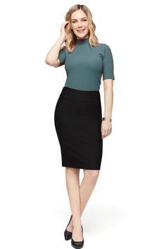 Description This is without a doubt the most comfortable and slimming classic pencil skirt available. The fabric provides just enough stretch and comfort hugging you in all the right places in a silky soft way. It is also extremely versatile, it can easily be dressed up with a blouse or tank or dressed down with a t-shirt or sweater. This is a essential must-have for every woman’s closet! This fabric has been specially treated for softness, washability and crease resistance. Made for your comfor Flattering Fitted Midi-length Skirt, Stretch Business Casual Lined Skirt, Stretch Lined Skirt For Business Casual, Business Casual Stretch Lined Skirt, Fall Workwear Elastane Skirt, Fall Workwear Skirt Made Of Elastane, Fitted Elastane Bottoms Midi Length, Business Casual Knee-length Pencil Skirt, Fitted Elastane Midi Bottoms