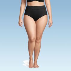 At Lands’ End we believe every body is a beach body and design our swimsuits to fit women of every shape and size. Our Women’s High Waisted Bikini Bottoms are the perfect example of how great every woman can look and feel in a swimsuit. Made with LYCRA Xtra Life spandex this suit is specially designed to keep its shape in and out of the water and hold up all summer long. These bottoms offer UPF sun protection wherever it has you covered. We promise you’re going to love these flattering swim bott Black Full Coverage Swimwear With Medium Bust Support, Beach Swimwear: Seamless And Shaping, Beach Shapewear With Built-in Bra, Stretch Shapewear Swimwear, Seamless Shaping Swimwear For Beach, High Waist Stretch Tankini With Built-in Bra, Underwire Swimwear With Medium Bust Support, Summer Shapewear For Swimming, Black Swimwear With Medium Bust Support