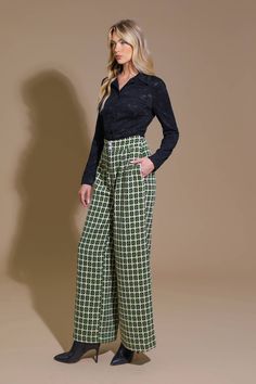 A tweed pant featuring front closure with jewel button, side pocket and wide leg Details: Self : 100% PolyesterLining : 100% Polyester Size & Fit - Model is 5`8" And Wearing Size Small- Measurements Taken From Size Small- Approx. Length: 42" Inseam 29" Formal Tweed Bottoms, Black Tweed Bottoms For Work, Lace Top Black, Tweed Pants, Black Olive, Shirt Collar, Side Pocket, Capsule Wardrobe, Black Pants