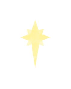 a yellow and white star ornament on a white background