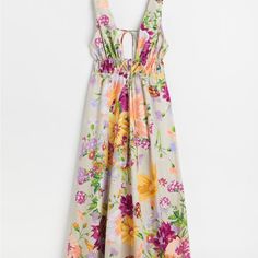 Nwt H & M Floral Dress. Perfect For Summer Wedding Guest Or Event Dress Or European Holiday. Size Medium, Linen Blend. Lining Is Cotton. Cool And Breezy Dress. Sexy Deep V In Front And Back. The Tie In Front And Back Can Be Adjusted So Will Work For All Size Chests. European Holiday, Summer Wedding Guest, Summer Wedding Guests, Event Dress, Breezy Dress, Event Dresses, Deep V, Summer Wedding, Linen Blend