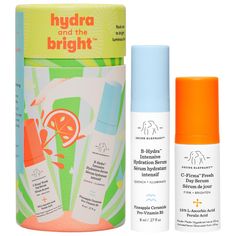 Drunk Elephant Hydra and the Bright Serum Duo Pjo Dr, My Vanity, Sephora Skin Care, Chemical Sunscreen, Luminous Skin, Body Splash, Too Faced Concealer, Makeup Bag Organization, Foundation Shades