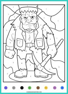 a coloring page with an image of a cartoon character in the color by number game