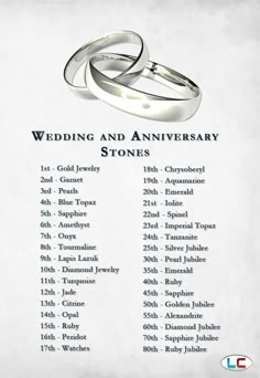 a wedding and anniversary stone ceremony program with two rings on top of each other,