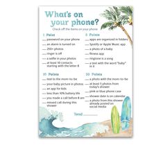 a printable poster with the words what's on your phone? and surfboards