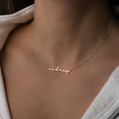 "Personalized name necklace made just for you! Now you can carry your loved one with you wherever you go! - - - D E T A I L S- - - * Made of 925 Sterling Silver * Available in 14k Gold, Rose Gold or Rhodium plated (we use a very THICK plating for a piece that will be with you for years to come!) * Nickel-free & Hypoallergenic * DIMENSION: 5mm ♡ HOW to ORDER: ♡ 1. Use the \"PERSONALIZATION BOX\" to input your NAME/LETTERS /SYMBOL that you would like (Up to 10 Characters). 2. Choose your Necklace Jewelry Name, Name Necklace Silver, Name Necklaces, Bridesmaid Gifts Jewelry, Chunky Earrings, Name Letters, Etsy Personalized Gifts, Name Jewelry, Custom Name Necklace